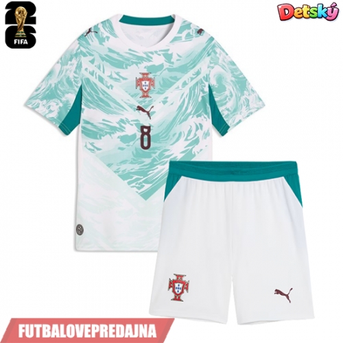 Lacne Dětský Futbalové dres Portugalsko Bruno Fernandes #8 MS 2026 Krátky Rukáv - Preč (+ trenírky)